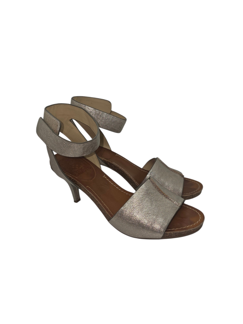 Vince Camuto Odela heeled sandals, featuring a distinctive cork welt platform.